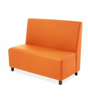 Banco para hostelería ARLEX tapizado y patas de madera naranja
