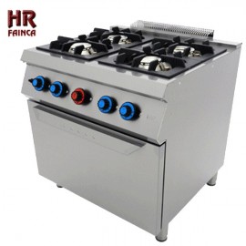 Cocina industrial de 4 fuegos HRC4F750H con horno
