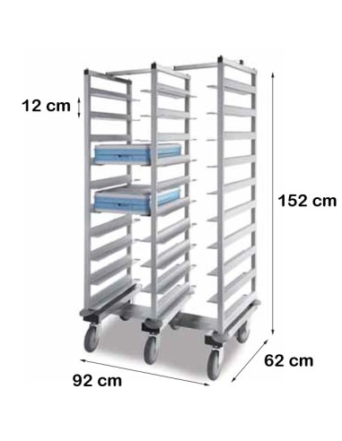 Carro transporte bandejas isotérmicas 2 x 10 guías PU925002