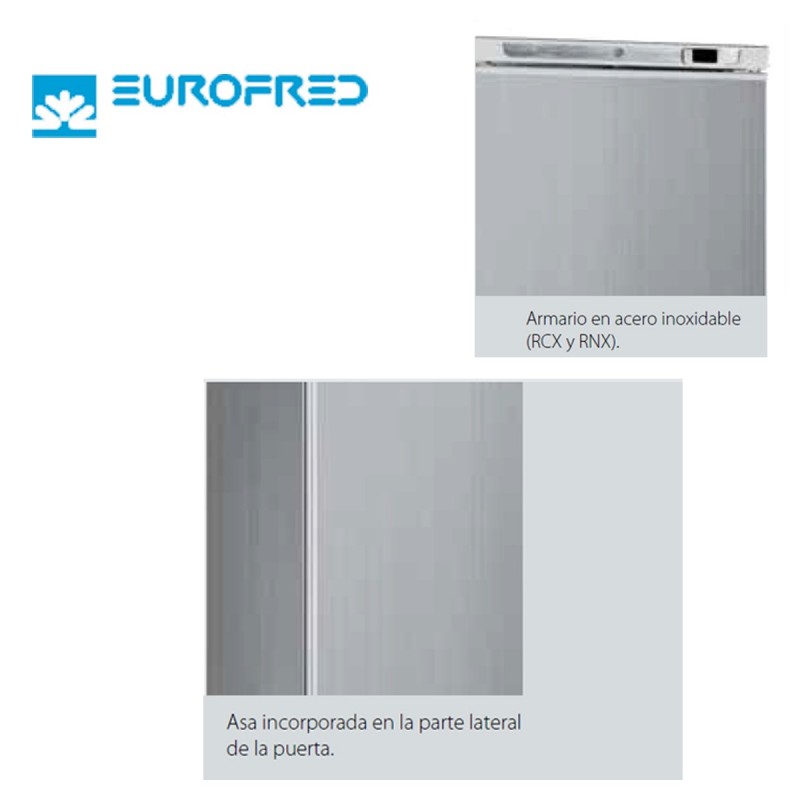 Congelador Vertical Profesional Lux 600 Litros Inox. Con Bandejas GN 2/1.  Alto 200 x Ancho 68 cm.