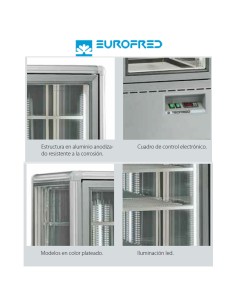 Expositor congelación 4 caras cristal 6 estantes parrilla 2