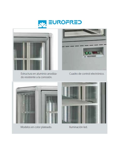 Expositor congelación 4 caras cristal 6 estantes parrilla