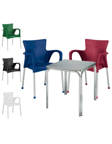 Conjunto 1 mesa cuadrada y 4 sillones FASHION4