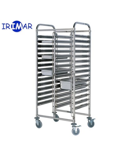 Carro bandejero doble gastronorm para 32 bandejas GN 1/1