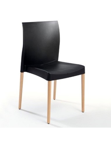 Silla de hostelería para interior ISDUNA MADERA apilable Negro