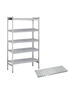 Estantería de acero inox con 5 niveles bandejas perforadas