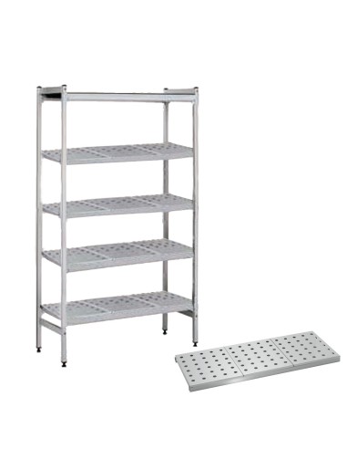 Estantería de acero inox con 5 niveles bandejas perforadas