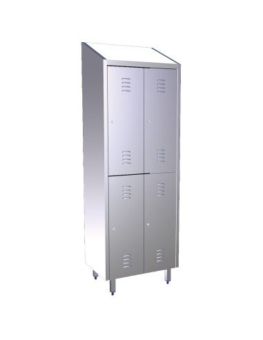 Taquilla de acero inox dos cuerpos cuatro puertas. 081402
