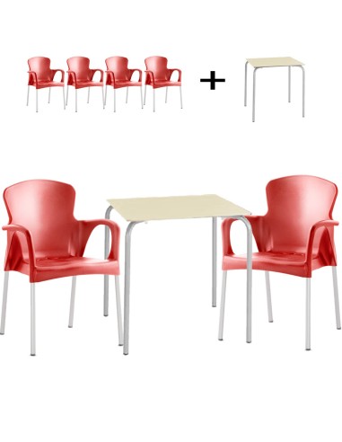 Conjunto terraza mesa y 4 sillones ISSITA-GRACE