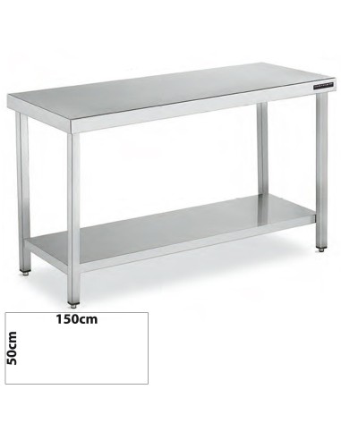 Mesa Inox CENTRAL 1500x500 CON ESTANTE