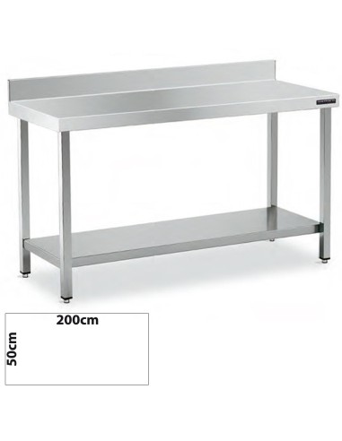 Mesa Inox MURAL 200x50 CON ESTANTE