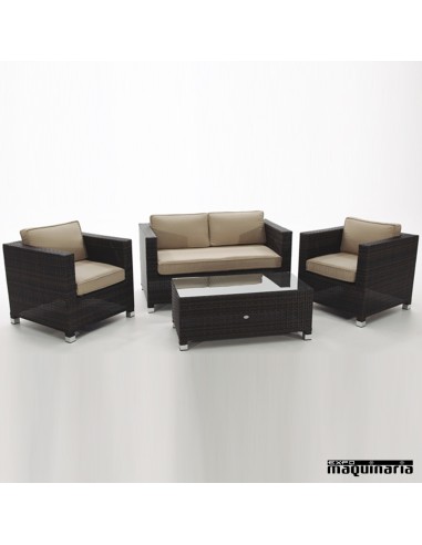 Conjunto jardín AGGARBI de aluminio y rattan sintético