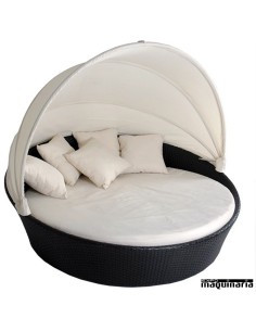 Sofá redondo con capota AGSUMMER de aluminio y rattan 