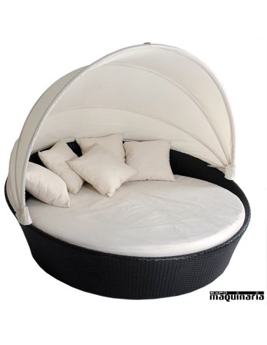 Sofá redondo con capota AGSUMMER de aluminio y rattan 