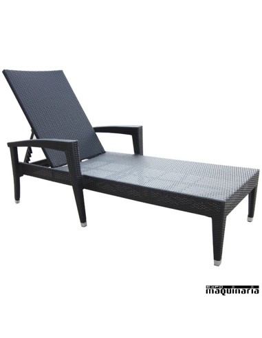 Tumbona de hostelería AGTIKA aluminio y rattan con brazos