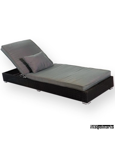 Tumbona de hostelería AGTWO aluminio y rattan negro