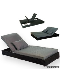 Tumbona de hostelería AGTWO aluminio y rattan negro 2
