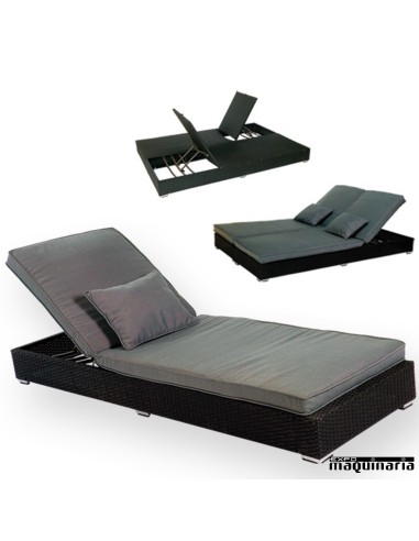 Tumbona de hostelería AGTWO aluminio y rattan negro