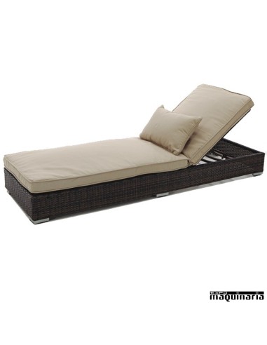 Tumbona de hostelería AGGARBI aluminio y rattan chocolate