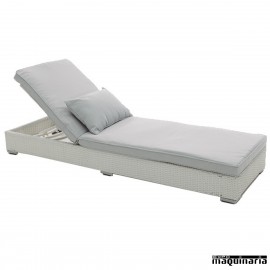 Tumbona de hostelería AGARTIC aluminio y rattan blanco