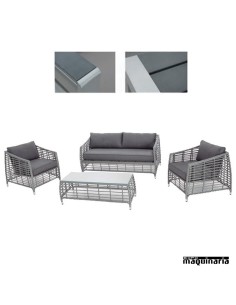 Conjunto para jardín AGLIGHT de aluminio y rattan abierto