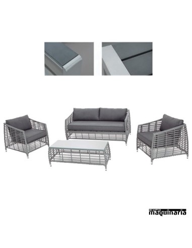 Conjunto para jardín AGLIGHT de aluminio y rattan abierto