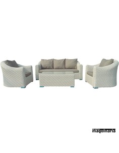 Conjunto para jardín AGALPE de aluminio y rattan