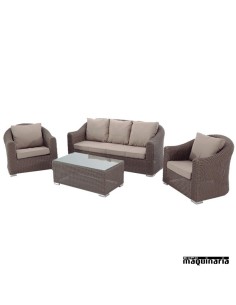 Conjunto para jardín AGGREDOS de aluminio y rattan