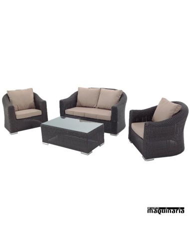 Conjunto para jardín AGMESTRAL de aluminio y rattan