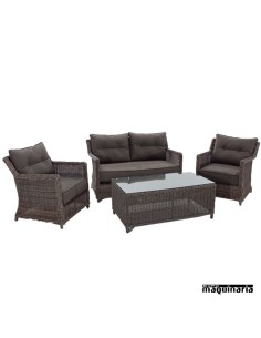 Conjunto para jardín AGOBI de aluminio y rattan