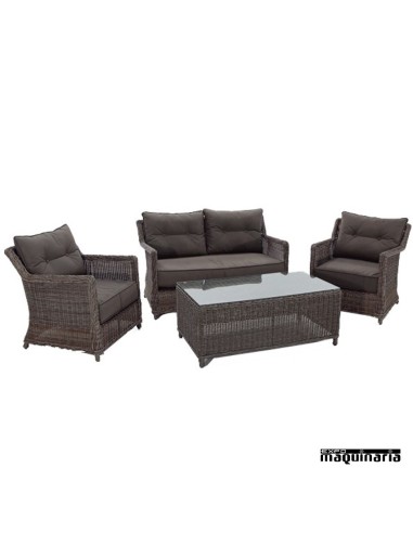 Conjunto para jardín AGOBI de aluminio y rattan