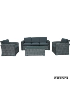 Conjunto para jardín AGINDICO de aluminio y rattan