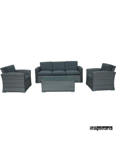 Conjunto para jardín AGINDICO de aluminio y rattan