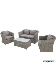 Conjunto para jardín AGJAVA de aluminio y rattan
