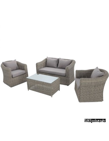 Conjunto para jardín AGJAVA de aluminio y rattan