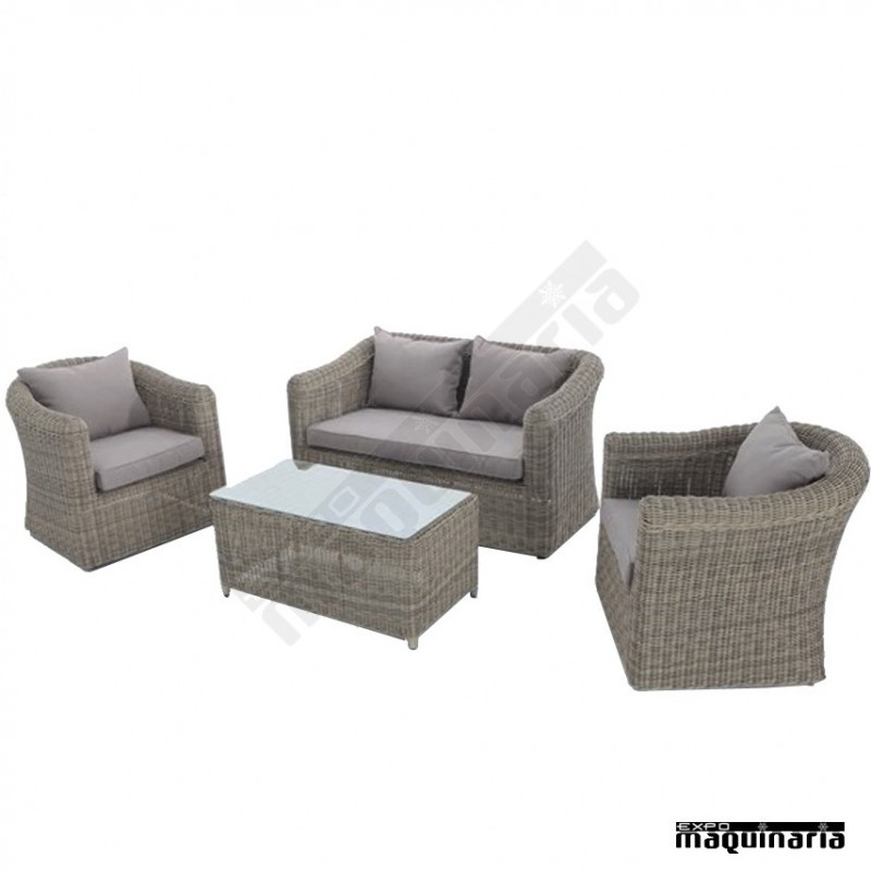 Conjunto para jardín AGJAVA de aluminio y rattan