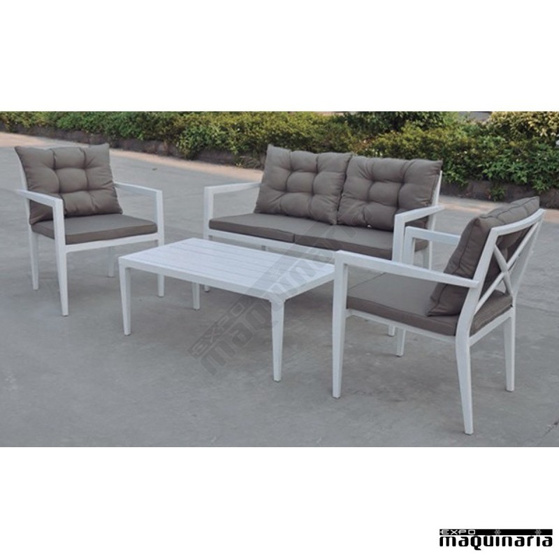 Conjunto para terraza de aluminio mesa redonda y 4 sillones Malmo Anracita