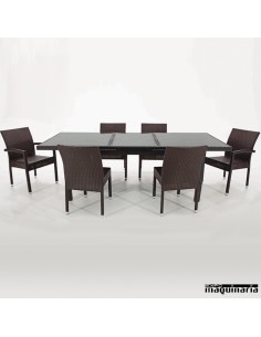 Conjunto para jardín AGAKITY-CHOCOLATE de rattan sintético