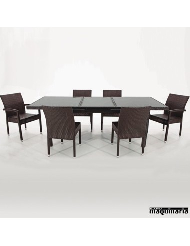 Conjunto para jardín AGAKITY-CHOCOLATE de rattan sintético