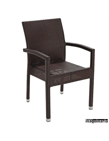 Conjunto para jardín AGAKITY-CHOCOLATE de rattan sintético