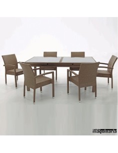 Conjunto para jardín AGAKITY-CREMA de rattan sintético