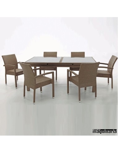 Conjunto para jardín AGAKITY-CREMA de rattan sintético
