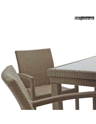 Conjunto para jardín AGAKITY-CREMA de rattan sintético