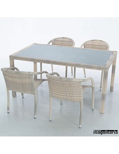 Conjunto para terraza AGTOULA-MARFIL de aluminio y rattan sintético
