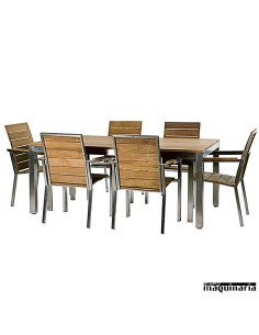 Conjunto para terraza AGTRAIN de acero inox y teka