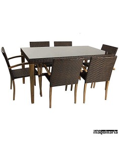 Conjunto para terraza AGDAISY de aluminio y rattan
