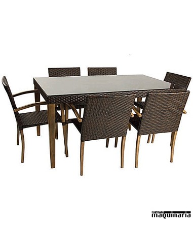 Conjunto para terraza AGDAISY de aluminio y rattan