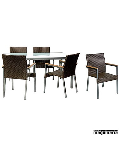 Conjunto para terraza AGDORIS de aluminio y rattan
