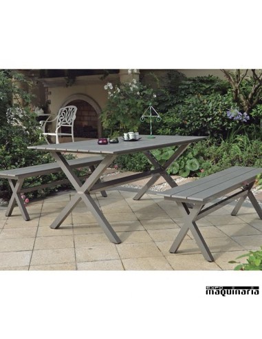Conjunto para jardín AGCERES de aluminio imitación madera