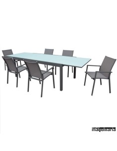 Conjunto para terraza AGSELINA de aluminio y textiline